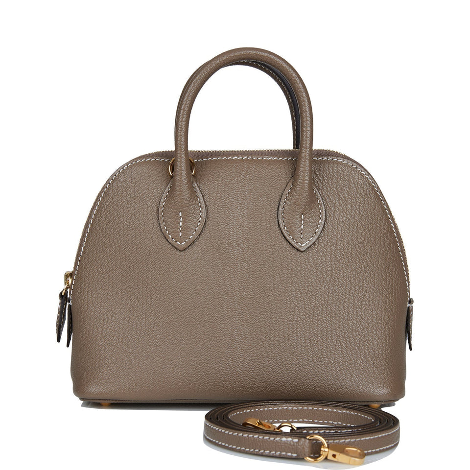 Hermes 1923 Bolide 25 Etoupe Chevre Gold Hardware