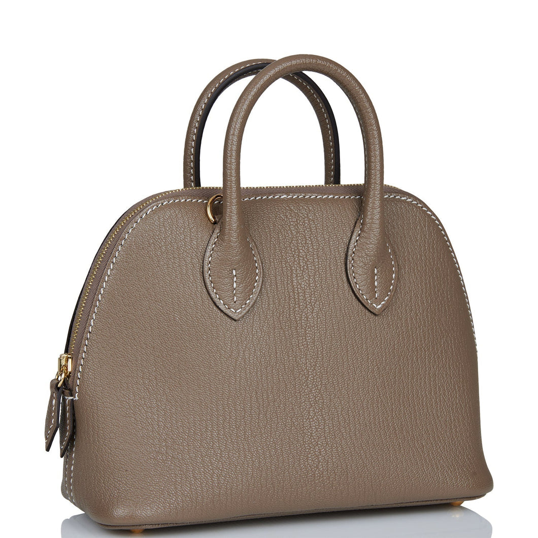 Hermes 1923 Bolide 25 Etoupe Chevre Gold Hardware