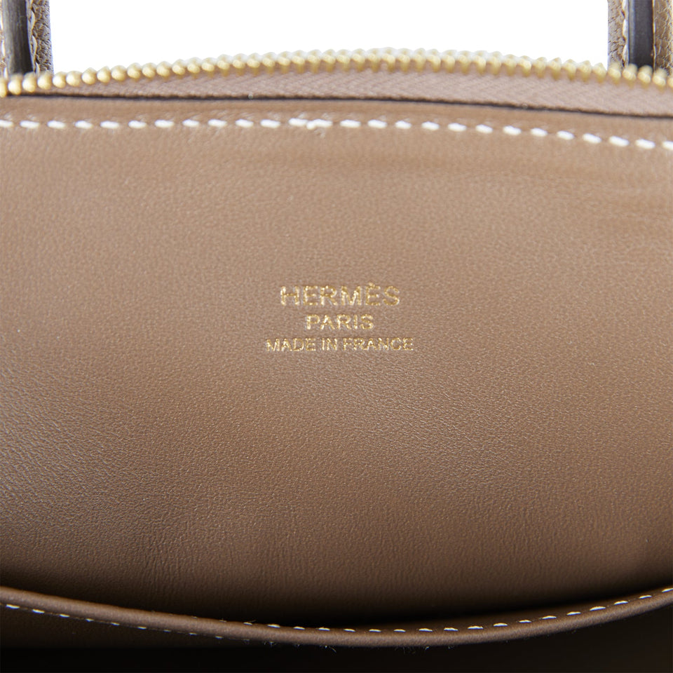 Hermes 1923 Bolide 25 Etoupe Chevre Gold Hardware