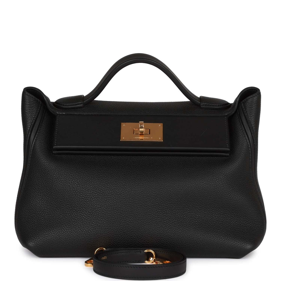 Hermes 24/24 Bag 29 Black Togo and Swift Gold Hardware