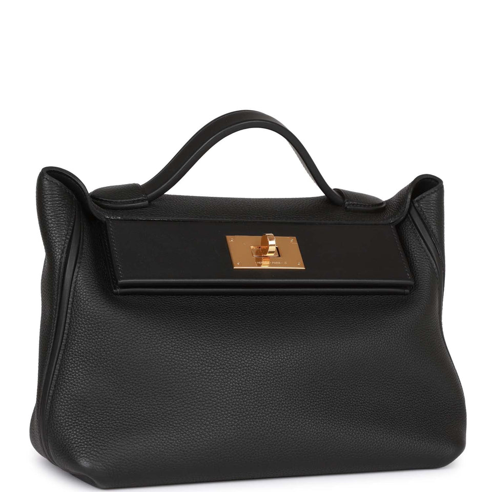 Hermes 24/24 Bag 29 Black Togo and Swift Gold Hardware