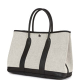 Hermes Garden Party 30 Ecru Toile and Black Negonda Palladium Hardware