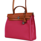 Hermes Herbag Zip PM 31 Rose Pourpre Toile H Berline Vache Barenia Hunter Palladium Hardware