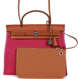 Hermes Herbag Zip PM 31 Rose Pourpre Toile H Berline Vache Barenia Hunter Palladium Hardware