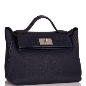 Hermes 24/24 Bag 29 Bleu Nuit Alligator and Togo Touch Palladium Hardware