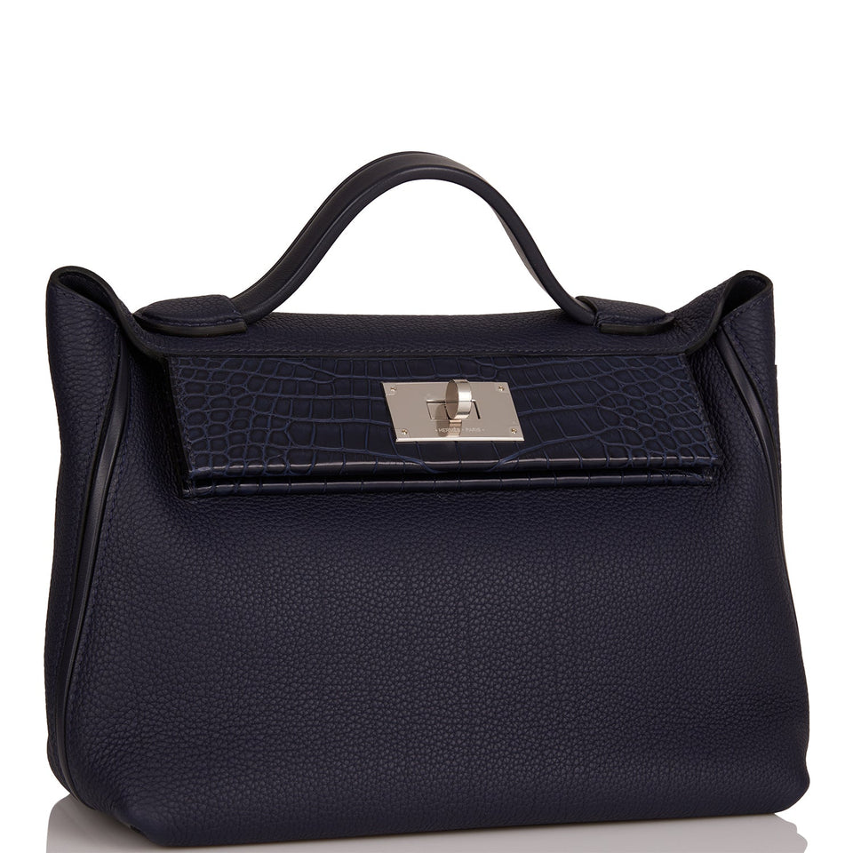 Hermes 24/24 Bag 29 Bleu Nuit Alligator and Togo Touch Palladium Hardware