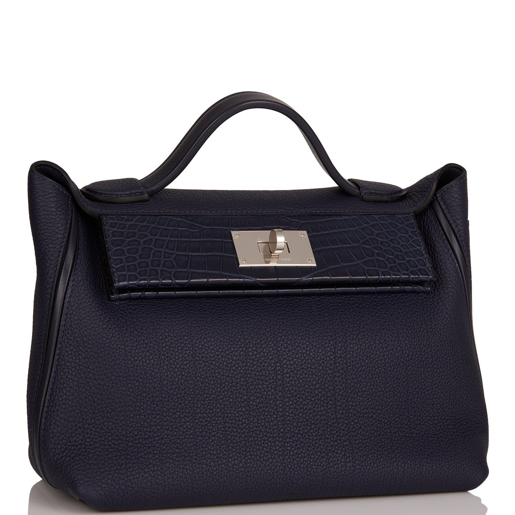 Hermes 24/24 Bag 29 Bleu Nuit Alligator and Togo Touch Palladium Hardware