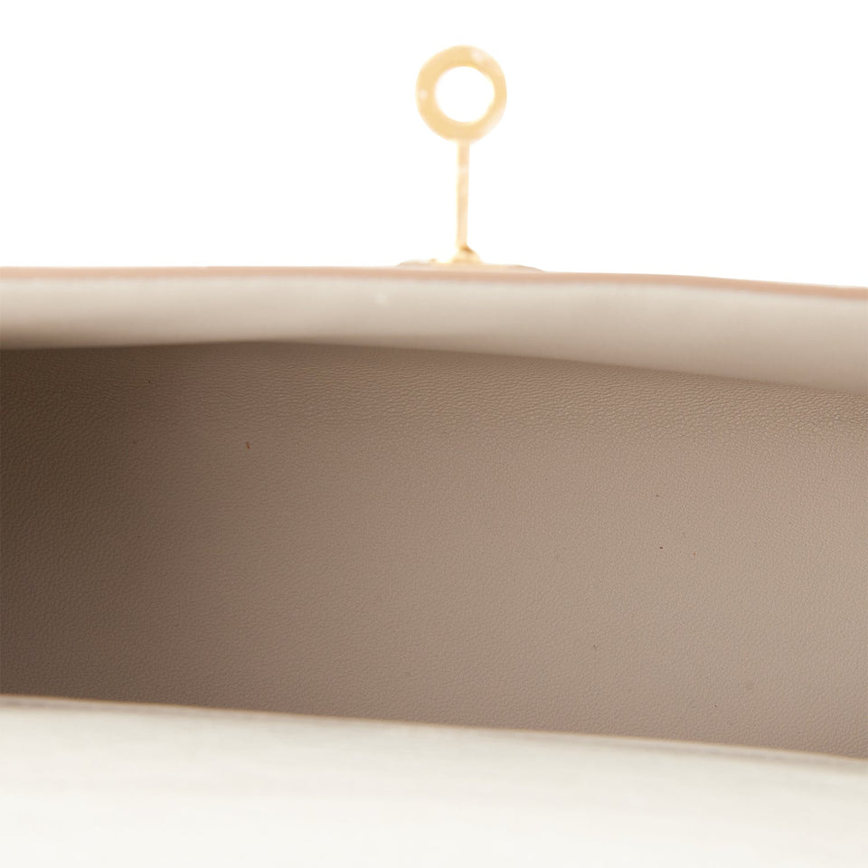 Hermes Kelly Pochette Gris Perle Ostrich Gold Hardware