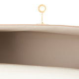 Hermes Kelly Pochette Gris Perle Ostrich Gold Hardware