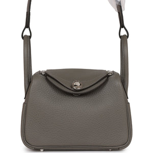 Hermes Mini Lindy Gris Meyer Clemence Palladium Hardware