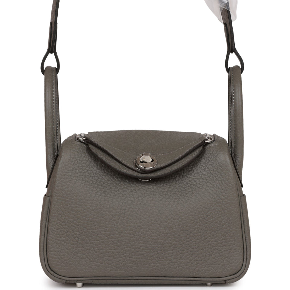 Hermes Mini Lindy Gris Meyer Clemence Palladium Hardware