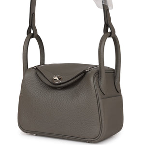 Hermes Mini Lindy Gris Meyer Clemence Palladium Hardware