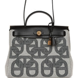 Hermes Herbag 31 "Chain D'ancre" Ecru and Black Vache Leather Gold Hardware