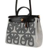 Hermes Herbag 31 "Chain D'ancre" Ecru and Black Vache Leather Gold Hardware