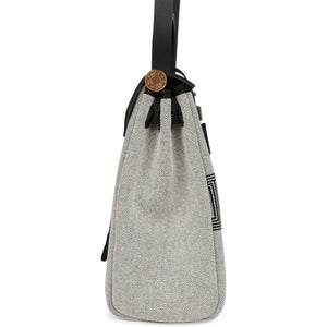 Hermes Herbag 31 "Chain D'ancre" Ecru and Black Vache Leather Gold Hardware