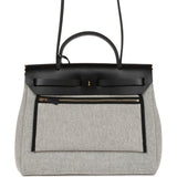 Hermes Herbag 31 "Chain D'ancre" Ecru and Black Vache Leather Gold Hardware