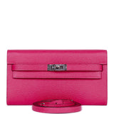 Hermes Kelly Wallet To Go Rose Mexico Chevre Palladium Hardware