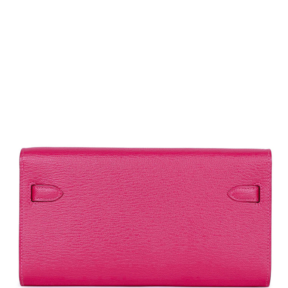 Hermes Kelly Wallet To Go Rose Mexico Chevre Palladium Hardware