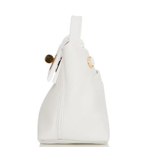 Hermes Mini 24/24 Bag White Evercolor and Swift Gold Hardware