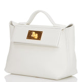 Hermes Mini 24/24 Bag White Evercolor and Swift Gold Hardware