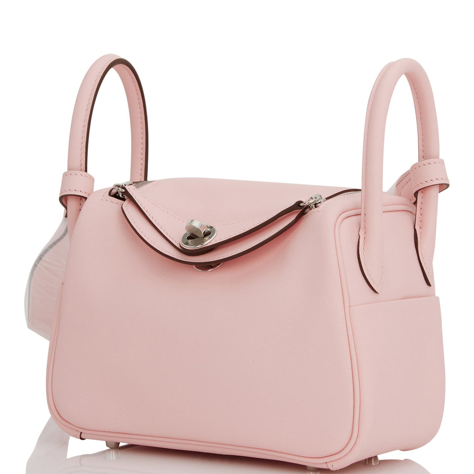 Hermes Mini Lindy Rose Sakura Swift Palladium Hardware