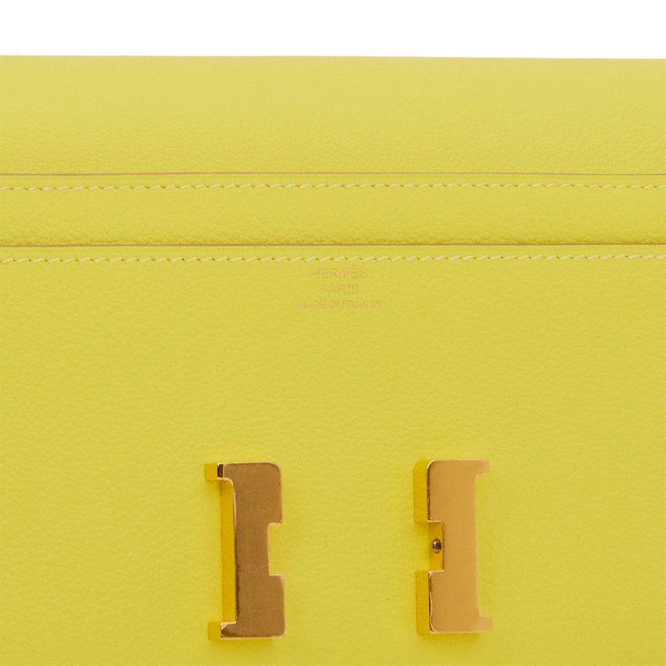 Hermes Constance Wallet To Go Lime Evercolor Gold Hardware