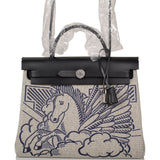 Hermes Herbag 32 Pegase Pop Black Hunter and Toile Palladium Hardware