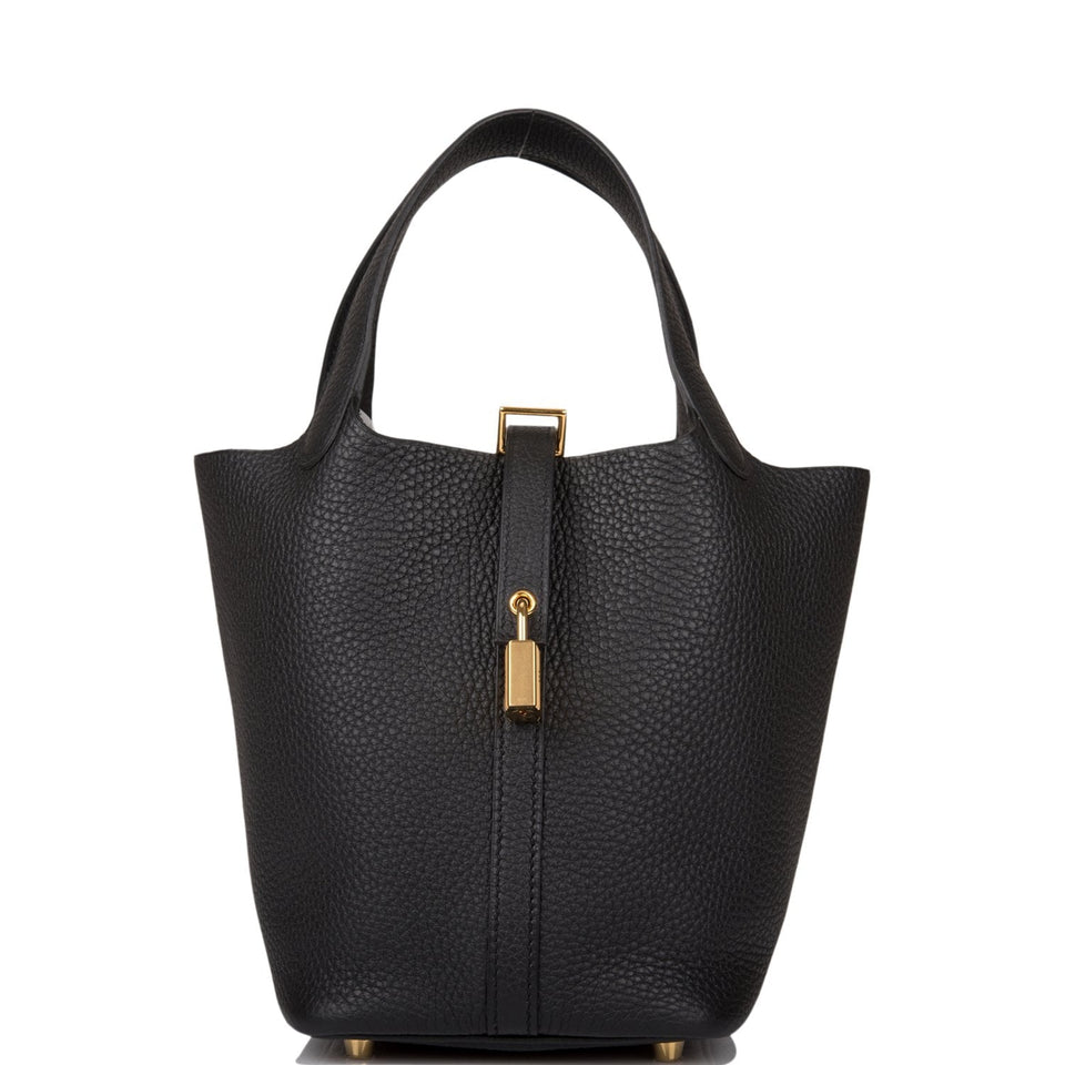 Hermes Black Clemence Picotin Lock 18cm Gold Hardware
