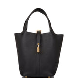 Hermes Black Clemence Picotin Lock 18cm Gold Hardware