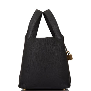 Hermes Black Clemence Picotin Lock 18cm Gold Hardware