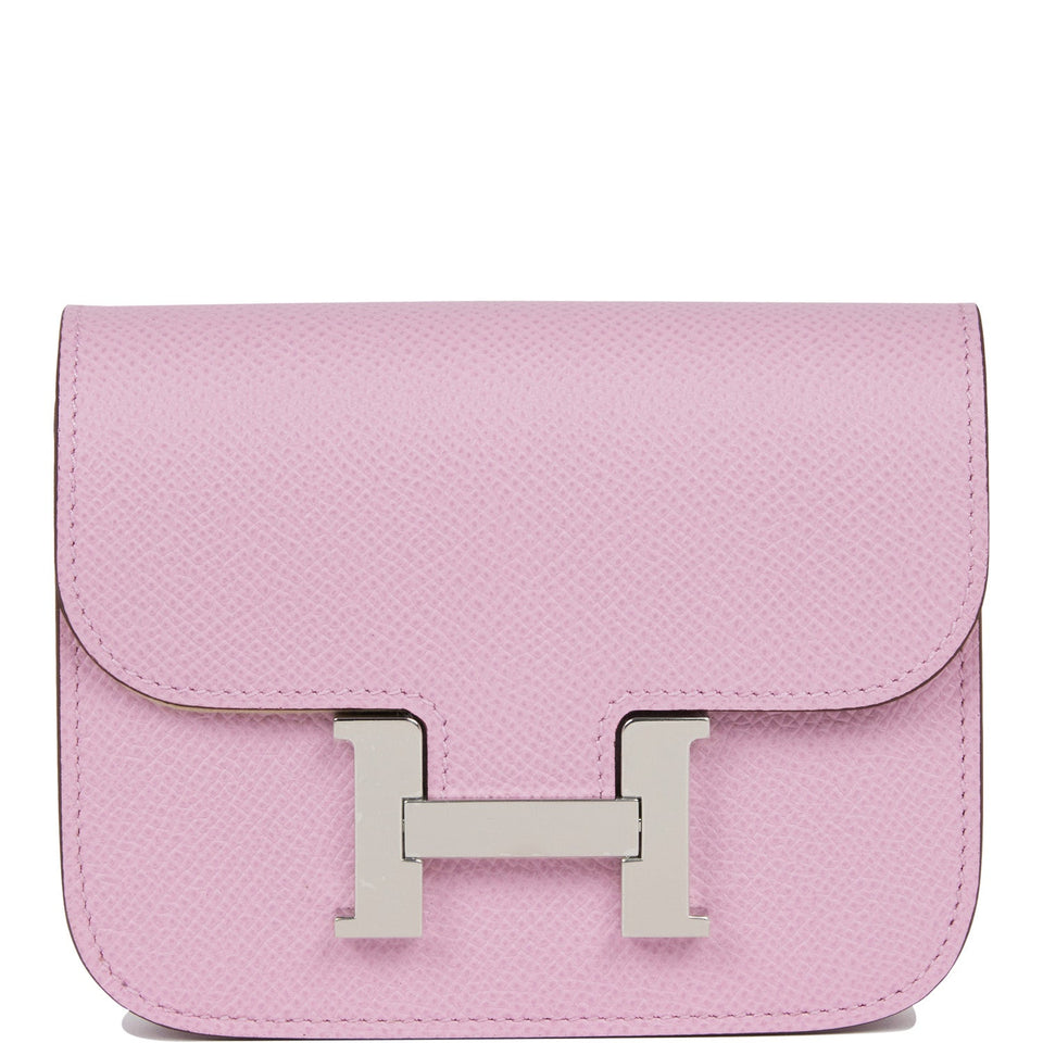 Hermes Constance Slim Wallet Mauve Sylvestre Epsom Palladium Hardware