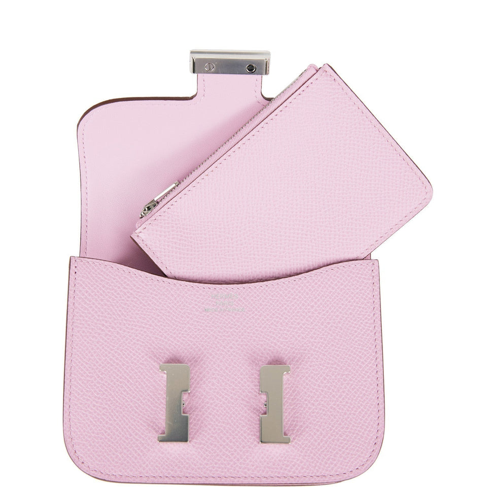 Hermes Constance Slim Wallet Mauve Sylvestre Epsom Palladium Hardware