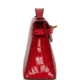 Hermes Kelly Pochette Rouge de Coeur Shiny Alligator Gold Hardware