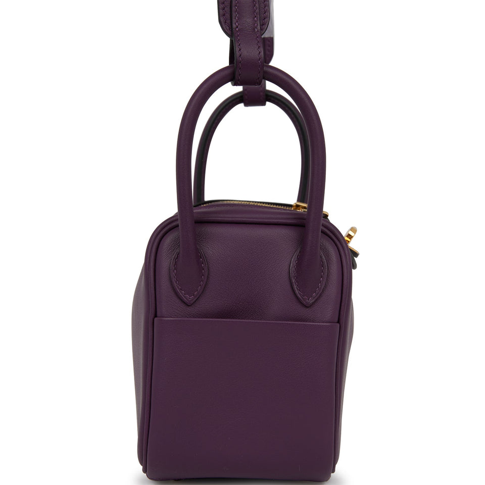 Hermes Mini Lindy Cassis Swift Gold Hardware