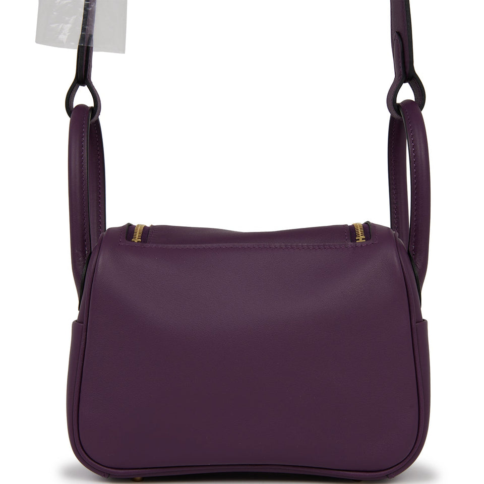 Hermes Mini Lindy Cassis Swift Gold Hardware