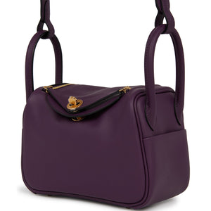 Hermes Mini Lindy Cassis Swift Gold Hardware