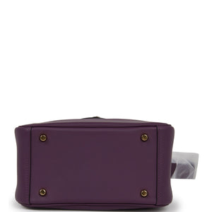 Hermes Mini Lindy Cassis Swift Gold Hardware