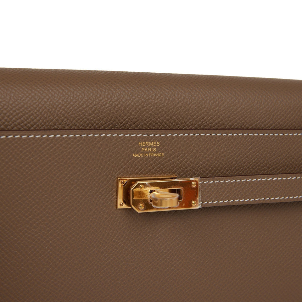 Hermes Kelly Wallet To Go Etoupe Epsom Gold Hardware