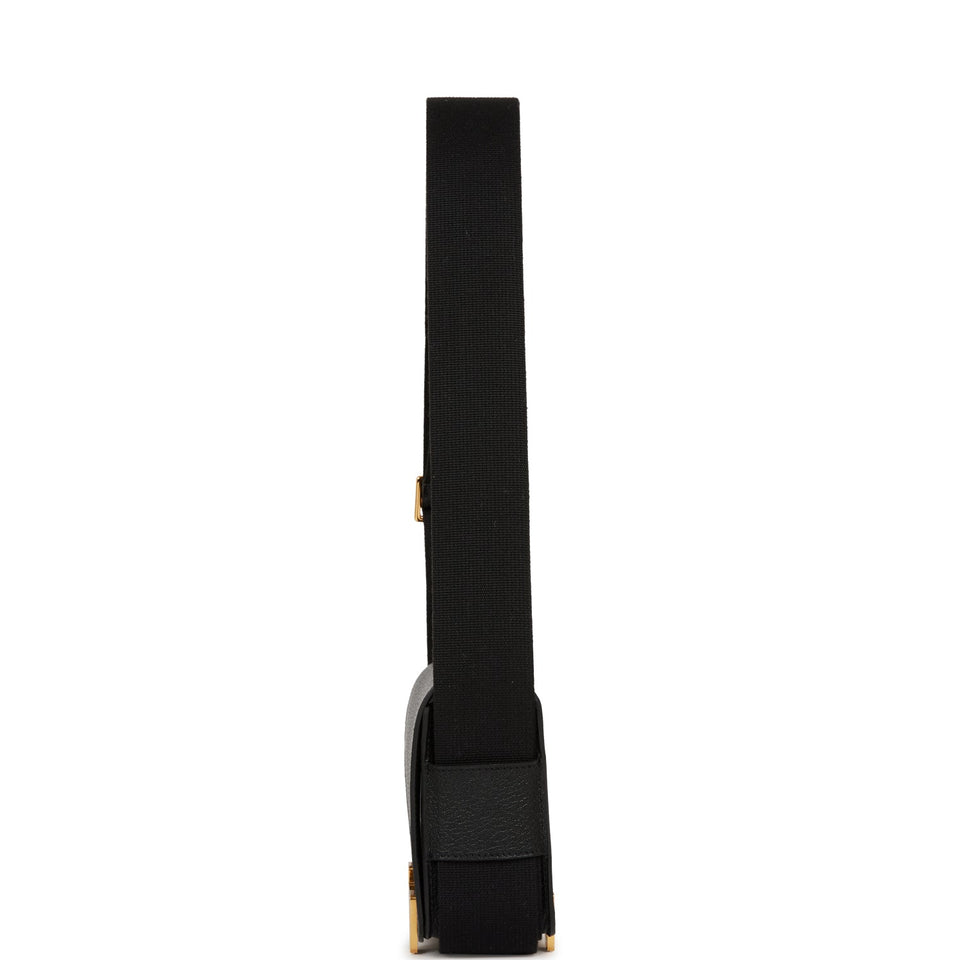 Hermes Geta Black Chevre Gold Hardware