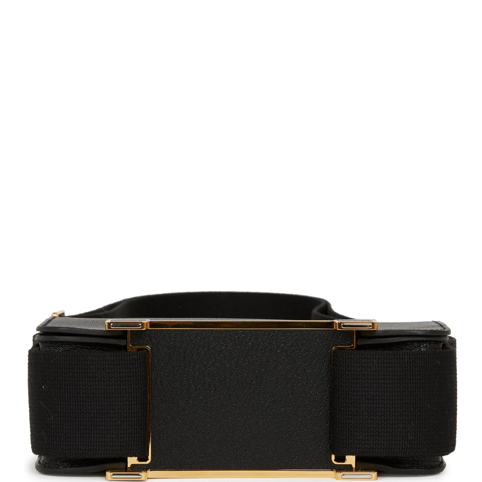 Hermes Geta Black Chevre Gold Hardware