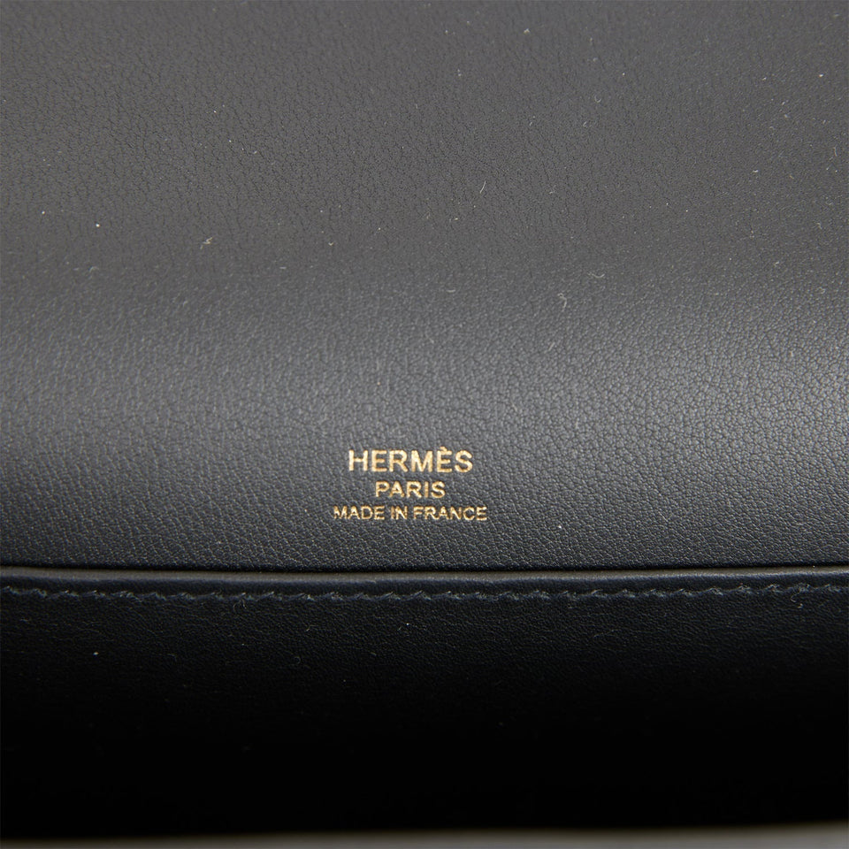 Hermes Geta Black Chevre Gold Hardware