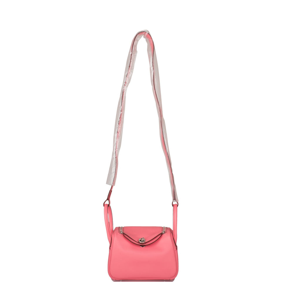 Hermes Mini Lindy Rose D'Ete Swift Palladium Hardware