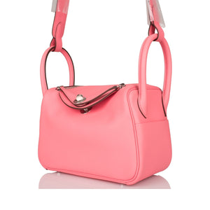 Hermes Mini Lindy Rose D'Ete Swift Palladium Hardware