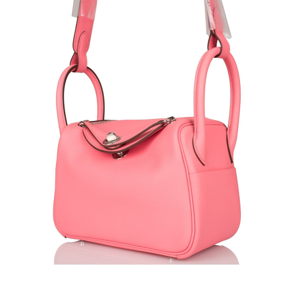 Hermes Mini Lindy Rose D'Ete Swift Palladium Hardware