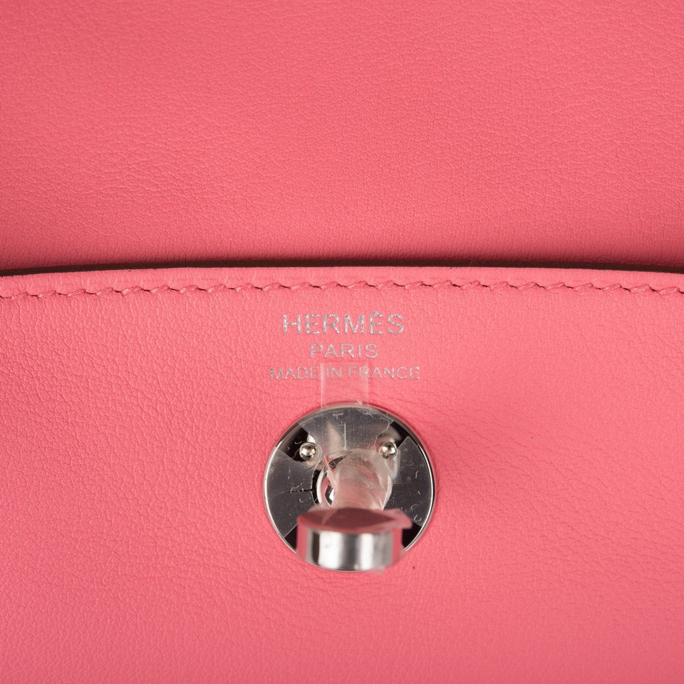 Hermes Mini Lindy Rose D'Ete Swift Palladium Hardware