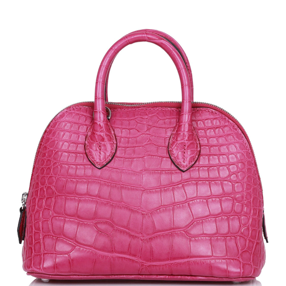 Hermes 1923 Bolide Mini Rose Scheherazade Matte Alligator Palladium Hardware