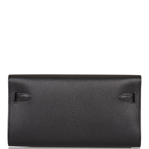 Hermes Kelly Wallet To Go Black Chevre Palladium Hardware