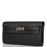 Hermes Kelly Wallet To Go Black Chevre Palladium Hardware