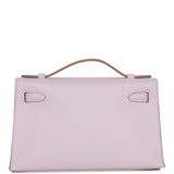 Hermes Kelly Pochette Mauve Pale Swift Palladium Hardware
