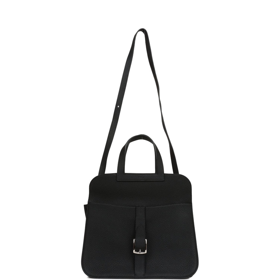 Hermes Halzan 25 Black Clemence Palladium Hardware